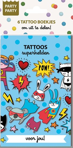 Party Party 6 Tattoo boekje Superhelden Interstat 6 Stuk
