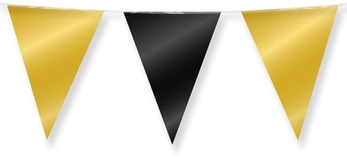 Party Flag Foil Gold and black 1 Stuk