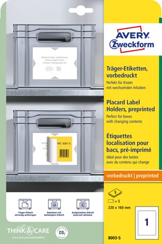 Positioneeretiket AZ 8003 220x160 bedrukt 5st 5 Vel