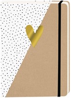 Notitieboek kraft gouden hart A5 lijn 92pag sc 1 Stuk