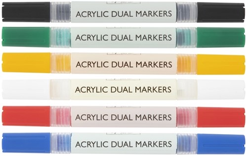 Acrylmarker Nassau Dual tip set à 6 kleuren 1 Doos-2