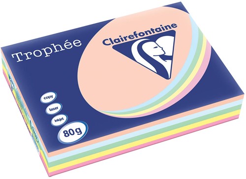 CLAIREFONTAINE TROPHEE A3 80 GRAMS PASTELKLEUREN ASSORTI 500 Vel