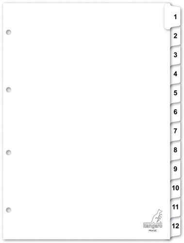Tabblad Kangaro 4r PK412C nr 1 12 wit karton 1 Set