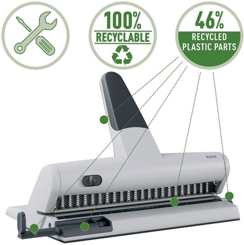 Perforator Leitz 5115 heavy duty 23 gaats zilver 1 Stuk-3