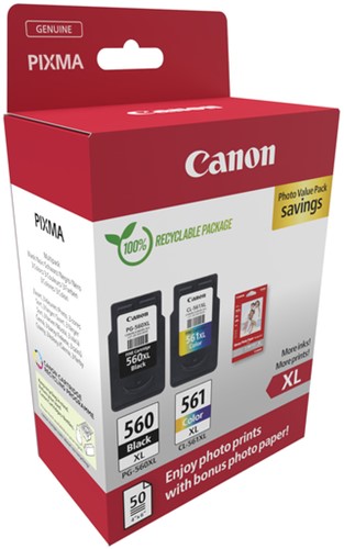 Inktcartridge Canon PG-560XL CL-561XL + papier 3 Stuk-2