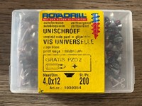 ROTADRILL UNISCHROEF VERZINKT PZ2 4X12 MM 200 STUKS-2