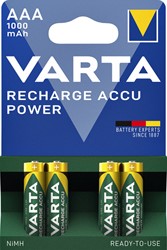 Batterij oplaadbaar VARTA AAA HR3 1000mAh Ready2use  4 Stuk