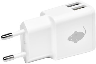 OPLADER GREENMOUSE USB-A 2X 2.4A WIT 1 Stuk