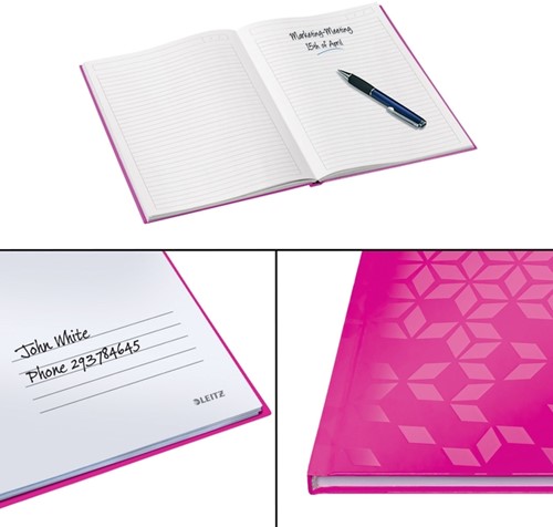 Notitieboek Leitz WOW A4 160blz 90gr lijn roze 1 Stuk-6