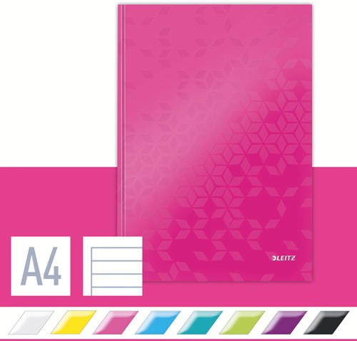 Notitieboek Leitz WOW A4 160blz 90gr lijn roze 1 Stuk-3