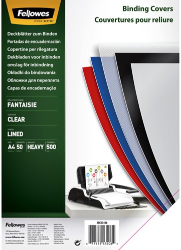 Voorblad Fellowes A4 Fantasia PP 500micron transp 50 Stuk