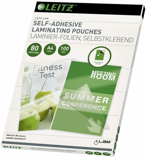 Lamineerhoes Leitz A4 zelfklevend 2x80micron EVA 100 Stuk