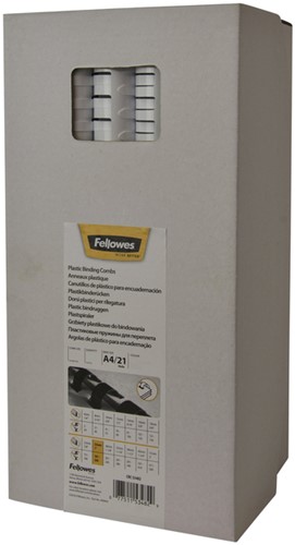 Bindrug Fellowes 8mm 21rings A4 wit 100 Stuk
