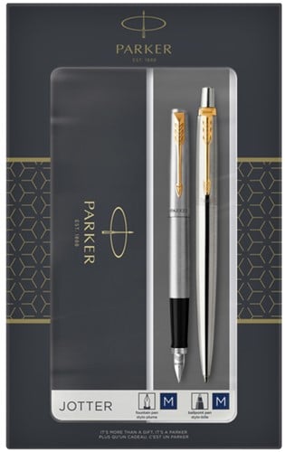 Balpen en vulpen Parker Jotter GT M RVS 2 Stuk
