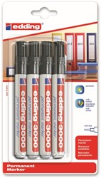 Viltstift Edding 3000 rond 1.5-3mm Zwart 4 Stuk