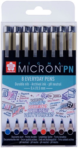 Fineliner Sakura Pigma Micron 0.4mm ass 8 Stuk