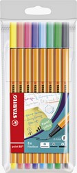 Fineliner STABILO point 88/8 F pastel ass 8st 8 Stuk