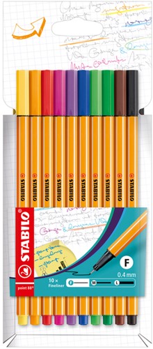 Fineliner STABILO point 88/10 F ass 10st 10 Stuk