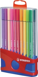 Viltstift STABILO Pen 68/20 rood/blauw etui M 20st 20 Stuk