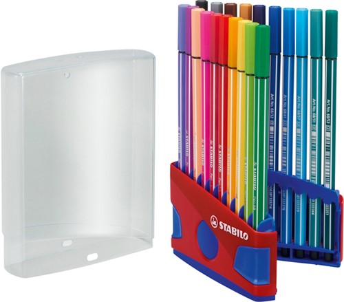 Viltstift STABILO Pen 68/20 rood/blauw etui M 20st 20 Stuk-2