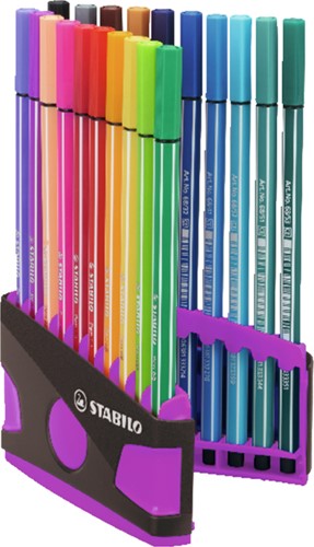 Viltstift STABILO Pen 68/20 antrac/roze etui 20st 20 Stuk-2