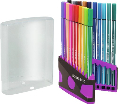 Viltstift STABILO Pen 68/20 antrac/roze etui 20st 20 Stuk-3