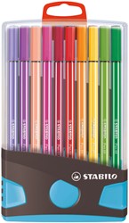 Viltstift STABILO Pen 68/20 antrac/turq etui 20st 20 Stuk