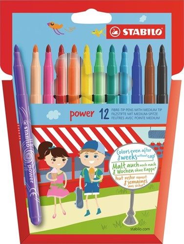 Viltstift STABILO power 280/12 12st assorti 12 Stuk