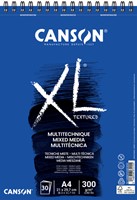 Mixed mediapapier Canson XL Textured 300gr A4 wit 30 Vel