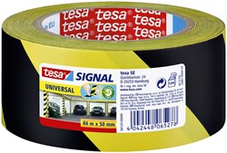 Waarschuwingstape tesa 66mx50mm geel zwart 1 Rol
