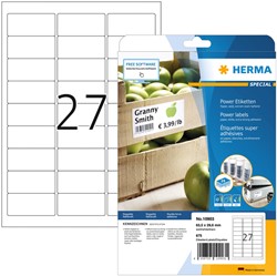 Etiket HERMA Power 10903 63.5x29.6mm wit 675st 25 Vel