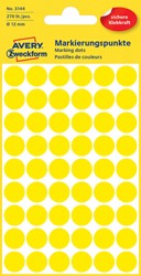 Etiket Avery 3144 rond 12mm geel 270st 5 Vel