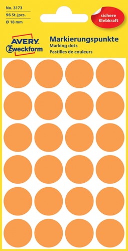 Etiket Avery 3173 rond 18mm or 96st 4 Vel