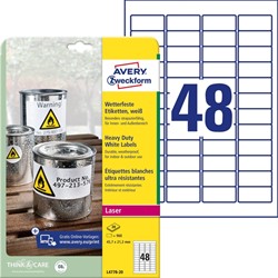 Etiket Avery L4778-20 45.7x21.2mm wit 960st 20 Vel