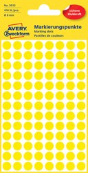 Etiket Avery 3013 rond 8mm geel 416st 4 Vel