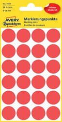 Etiket Avery 3004 rond 18mm rood 96st 4 Vel