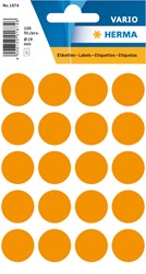 Etiket HERMA 1874 rond 19mm fluor oranje 100st 5 Vel