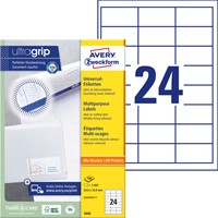 Etiket Avery 3658 64.6x33.8mm wit 2400st 100 Vel-2