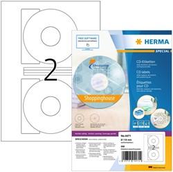 Etiket HERMA 4471 CD 116mm wit opaqua 200st 100 Vel