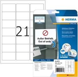 Etiket HERMA 5074 63.5x38.1mm verwijderb wit 525st 25 Vel