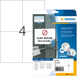 Etiket HERMA 5082 105x148mm verwijderb wit 100st 25 Vel