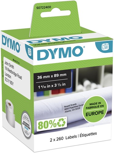 LABEL ETIKET DYMO 99012 36MMX89MM ADRES 520ST 2 Rol