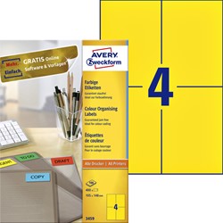 Etiket Avery 3459 105x148mm A6 geel 400st 100 Vel