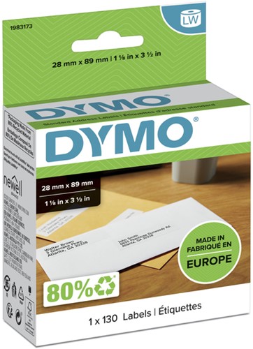 Etiket Dymo LabelWriter adressering 28x89 wit 1 Rol