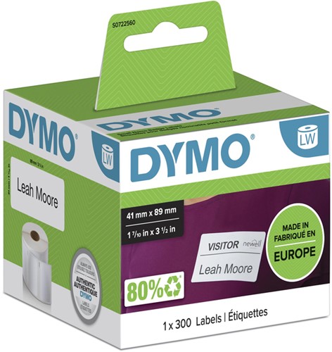 Etiket Dymo LabelWriter naamkaart 41x89 wit 300 Stuk