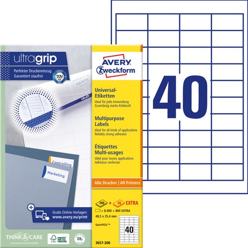 Etiket Avery 3657 48.5x25.4mm wit 8000st 200 Vel-2