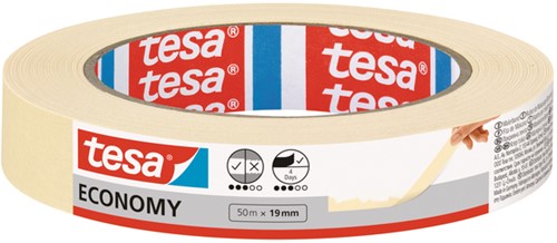 Afplaktape tesa Economy 50mx19mm geel 1 Rol