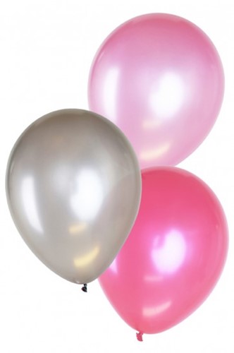 BALLON METALLIC ZILVER ROZE LICHTROZE 14 INCH
