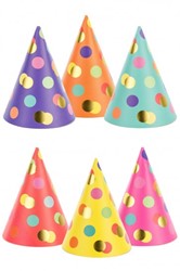 Feesthoedjes Dots assorti 16 cm 6 stuks   1 Verpakking 