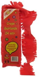 Crepe guirlande brandveilig rood 24 meter  1 Stuk